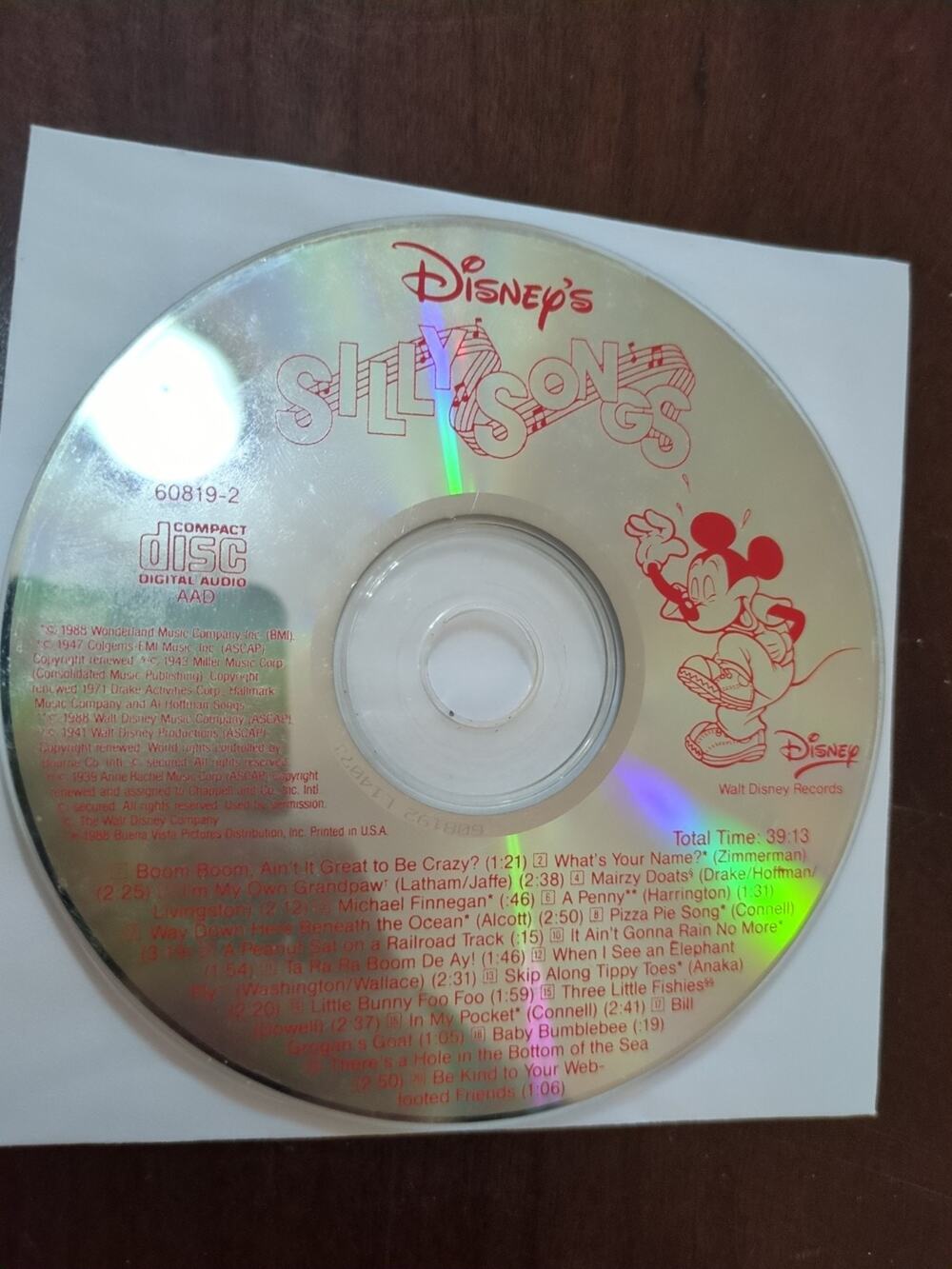 Disney's Silly Songs CD 1988 Children's Pop Music Walt Disney disc only